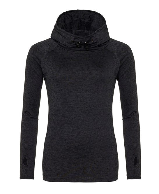 LADIES COWL NECK HOODIE EMBROIDERED