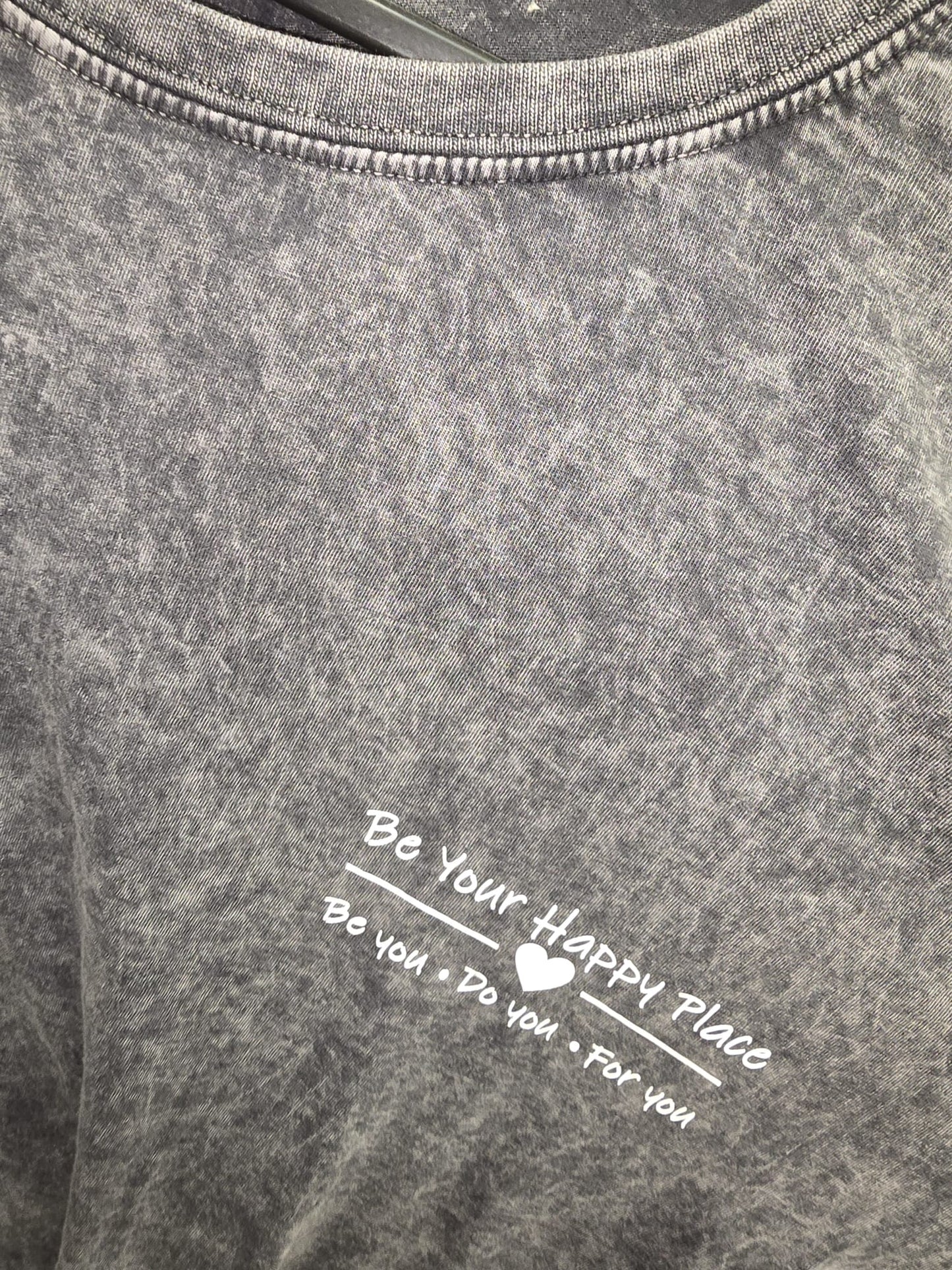 GREY ACID WASH COTON T SHIRT