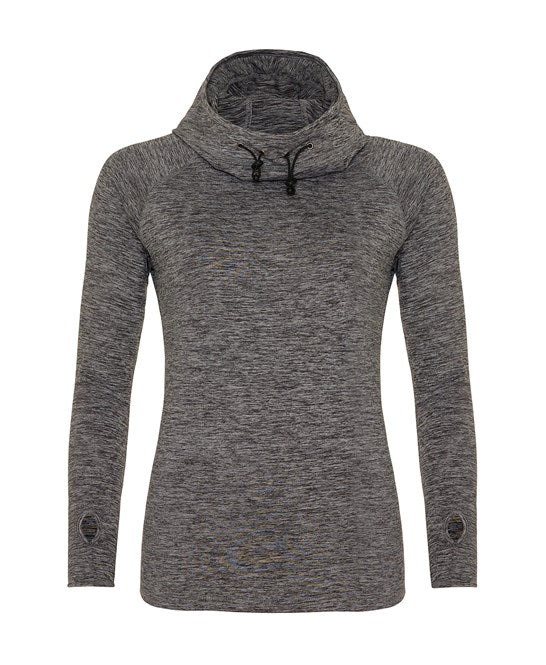 LADIES COWL NECK HOODIE EMBROIDERED