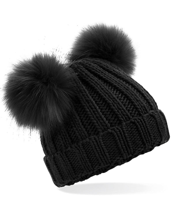 DOUBLE POM POM HAT BLACK OR GREY