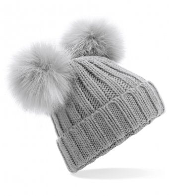 DOUBLE POM POM HAT BLACK OR GREY